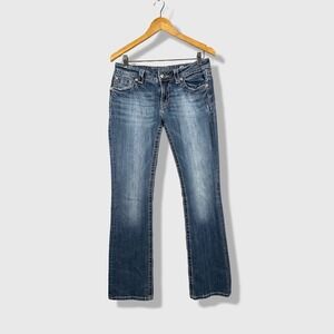 Miss Me Bootcut Jeans Womens 29 Blue Embellished Pocket Y2K Western Grunge